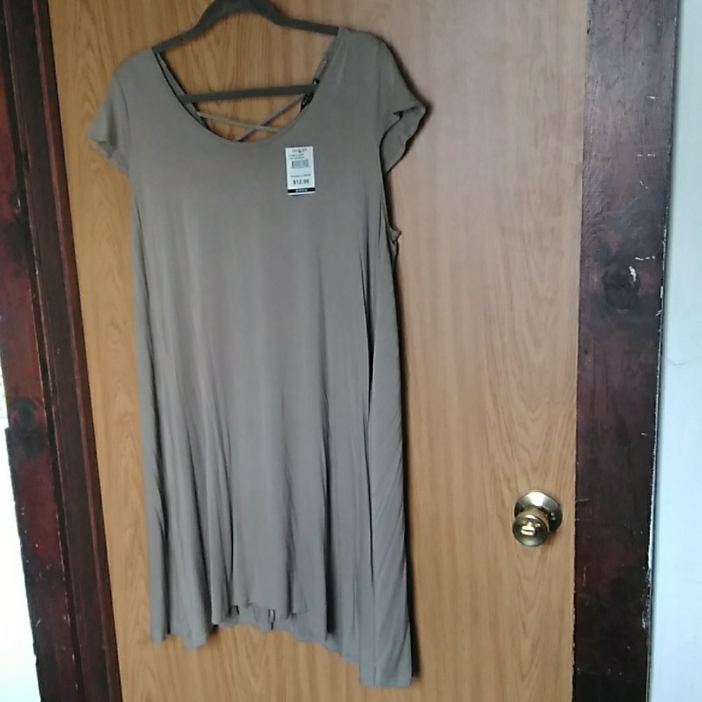 Olive green open back strappy dress